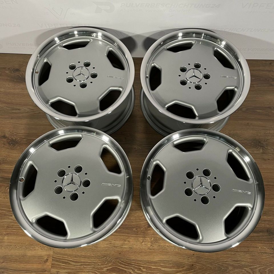Originale 18 Zoll AMG Mercedes E-Klasse W210 Styling 2 Alufelgen Felgen Leichtmetallfelgen silber glänzend mit glanzgedrehtem Bett (weitere Farben mögllich)
