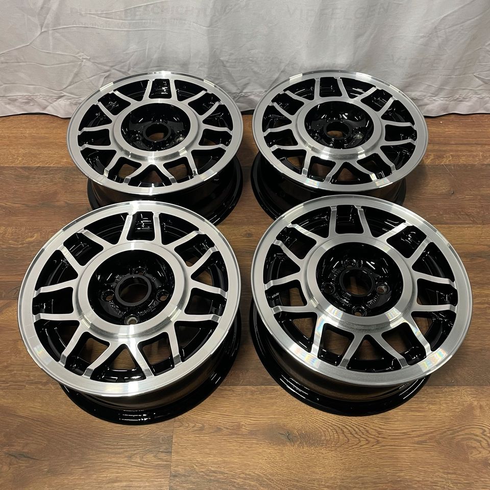 Originale 14 Zoll VW Golf 1 2 AVUS Snowflake Alufelgen Felgen Alufelgen schwarz mit glanzgedrehter Front (weitere Farben möglich)