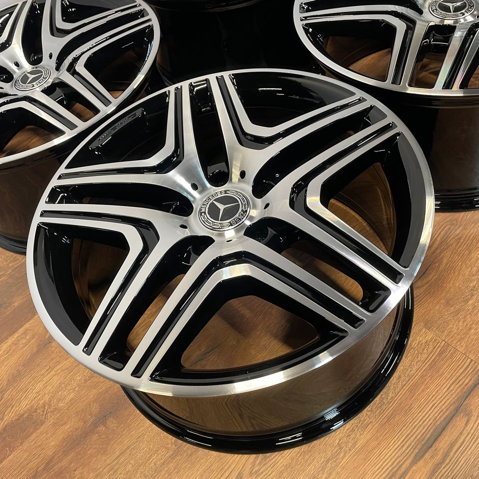 Originale 20 Zoll Mercedes G-Klasse W463 Edition 463 Alufelgen Felgen Leichtmetallfelgen schwarz glänzend mit glanzgedrehter Front (weitere Farben möglich)