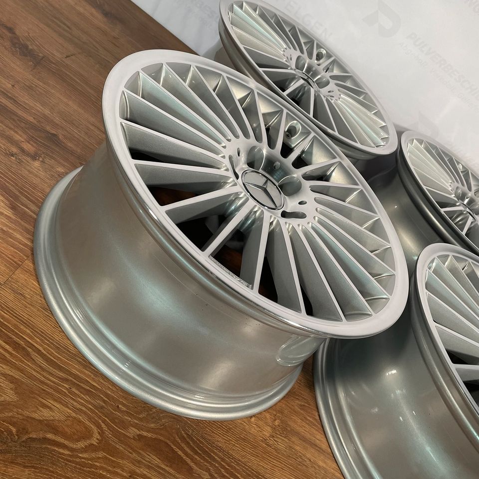Originale 18 Zoll AMG Mercedes CLS C219 W219 Styling V Alufelgen Felgen Leichtmetallfelgen silber glänzend mit glanzgedrehter Front (weitere Farben möglich)