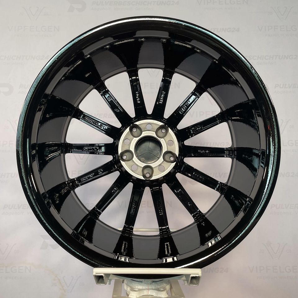 Originale 18 Zoll AMG Mercedes CLA C117 X117 Alufelgen Felgen Leichtmetallfelgen schwarz glänzend mit glanzgedrehter Front (weitere Farben möglich) 