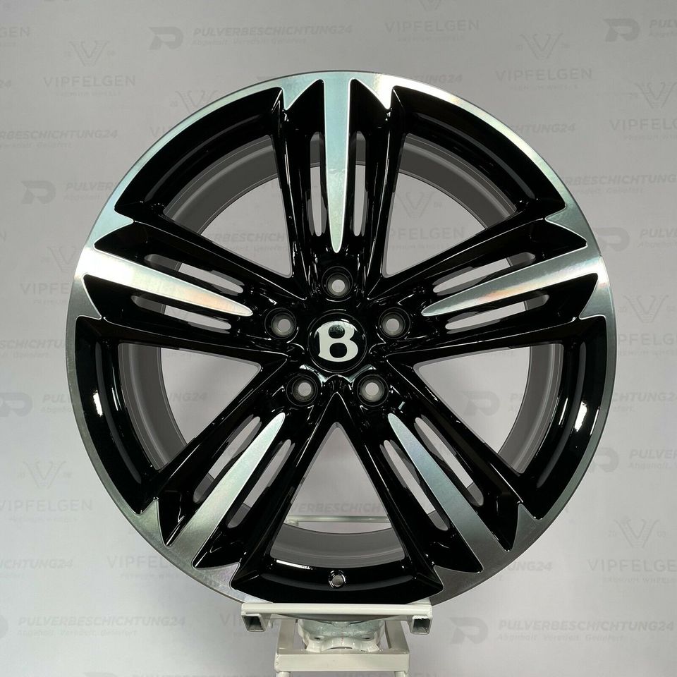 Originale 21 Zoll Bentley Continental 3S Alufelgen 3SA601025AD Felgen Leichtmetallfelgen schwarz mit glanzgedrehter Front (andere Farben auf Wunsch möglich)