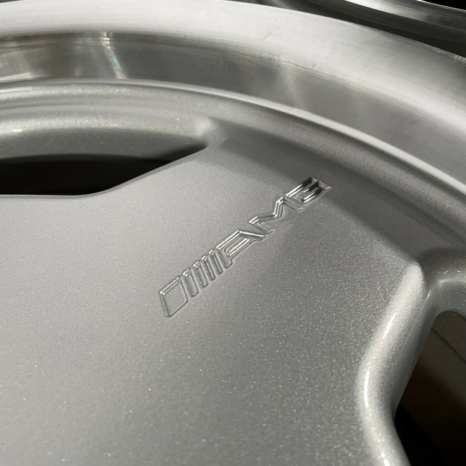 Originale 19 Zoll AMG Mercedes S-Klasse W140 Styling 2 Alufelgen Felgen leichtmetallfelgen silber glänzend mit glanzgedrehtem Bett (weitere Farben möglich)