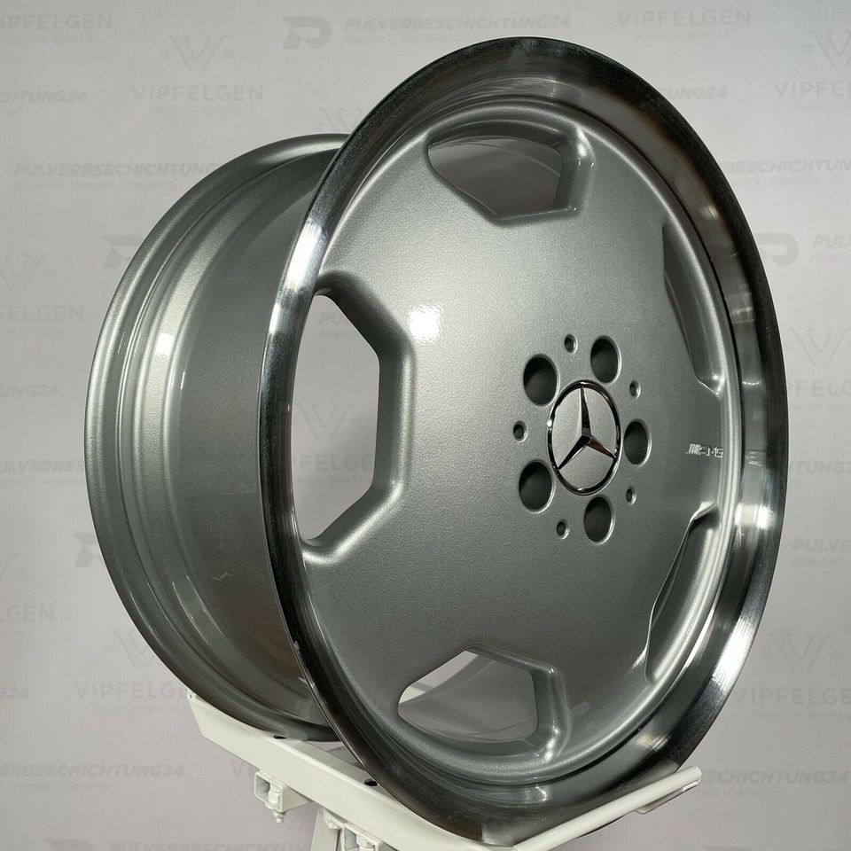 Originale 18 Zoll AMG Mercedes E-Klasse W124 W210 Styling 2 Alufelgen Felgen leichtmetallfelgen silber glänzend mit glanzgedrehtem Bett (weitere Farben möglich)