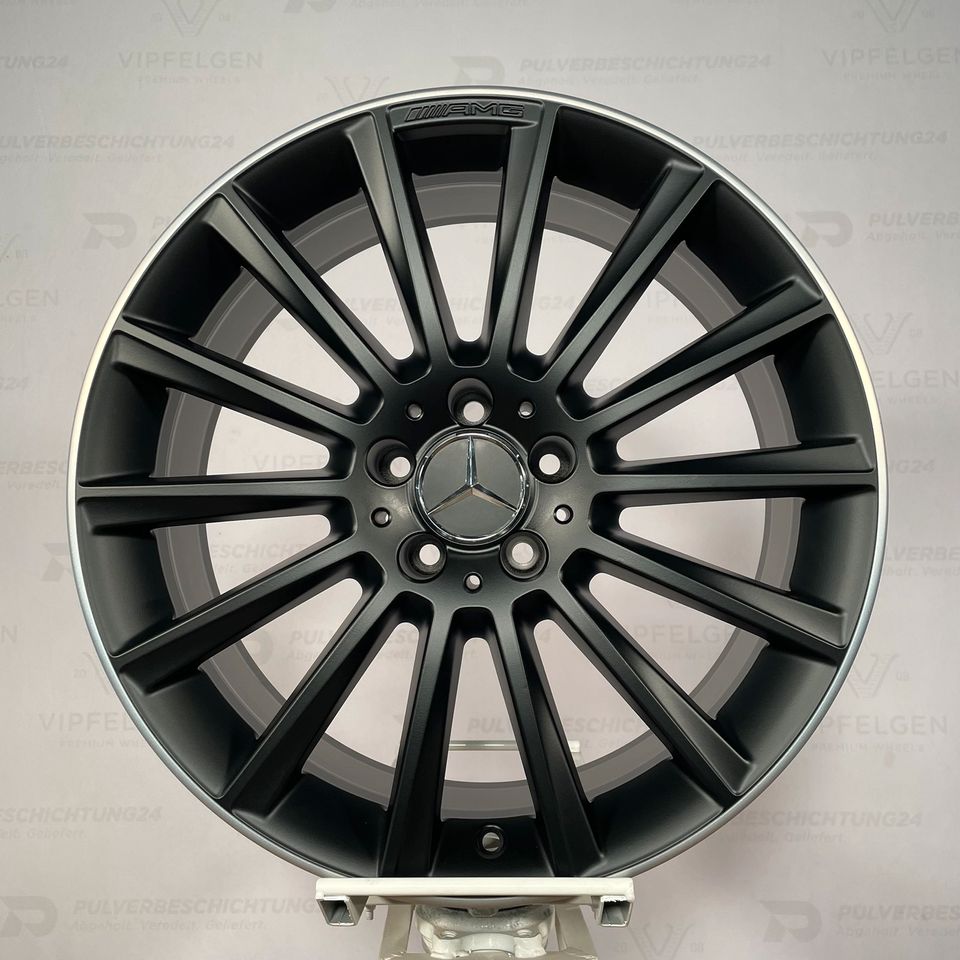 Originale 19 Zoll Mercedes C43 AMG C450 W205 Turbinen Alufelgen schwarz matt mit CNC gedrehter Front Felgen Leichtmetallfelgen (weitere Farben möglich)