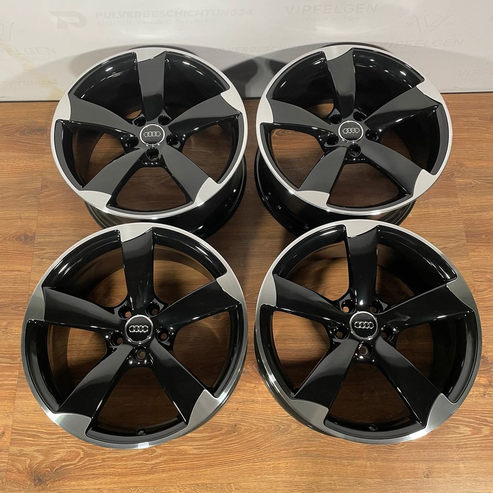 Originale 18 Zoll Audi A3 S3 8V Rotor Alufelgen 5x112 Leichtmetallfelgen Felgen schwarz glänzend glanzgedreht mit Sommerbereifung von Pirelli montiert und gewuchtet indiv. auf Kundenwunsch (weitere Farben möglich) 