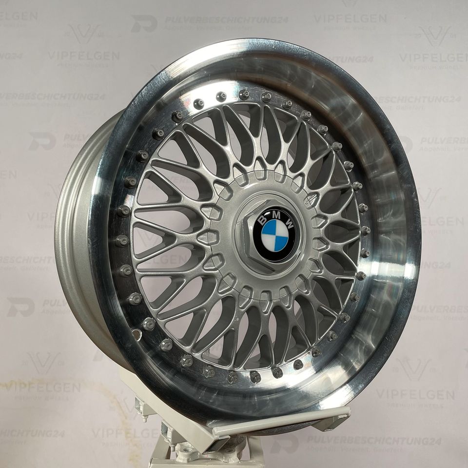 Originale 17 Zoll BMW 7er E32 Styling 5 BBS RC090 Alufelgen Felgen Leichtmetallfelgen silber mit glanzgedrehtem Felgenbett (weitere Farben möglich)