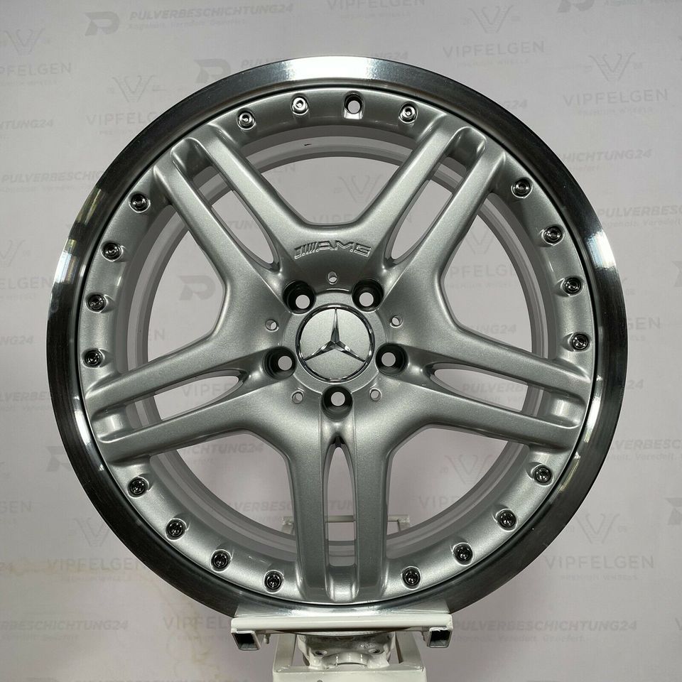 Originale 19 Zoll Mercedes SL55 AMG R230 Alufelgen 8,5J + 9,5J silber glänzend mit glanzgedrehtem Bett (weitere Farben möglich)