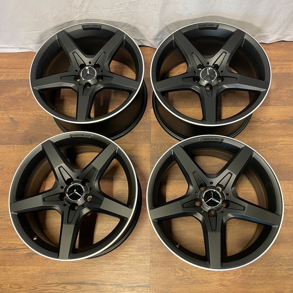 Originale 19 Zoll AMG Mercedes SL R231 W231 Alufelgen Felgen Leichtmetallfelgen schwarz matt mit glanzgedrehtem Rand (weitere Farben möglich)