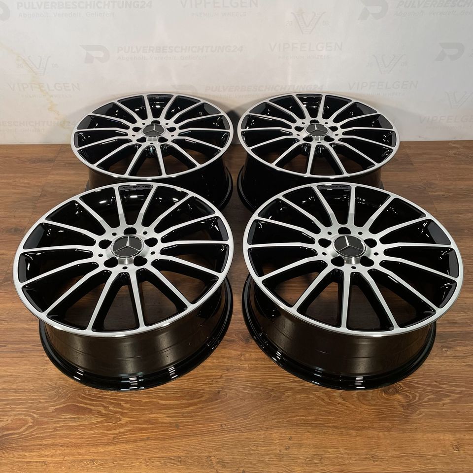 Originale 18 Zoll AMG Mercedes CLA C117 X117 Alufelgen Felgen Leichtmetallfelgen schwarz glänzend mit glanzgedrehter Front (weitere Farben möglich) 