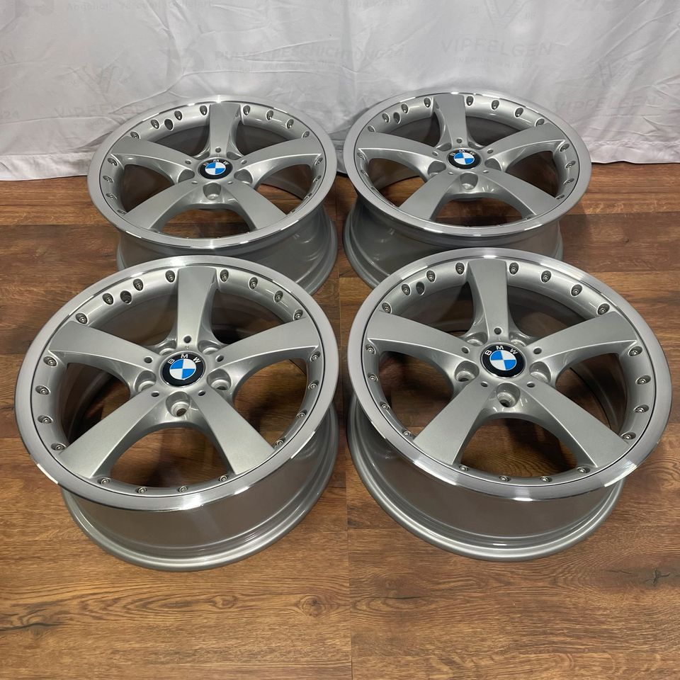 Originale 19 Zoll BMW 5er E60 Styling 179 Sternspeiche Alufelgen Felgen Leichtmetallfelgen silber mit glanzgedrehtem Bett (weitere Farben möglich)