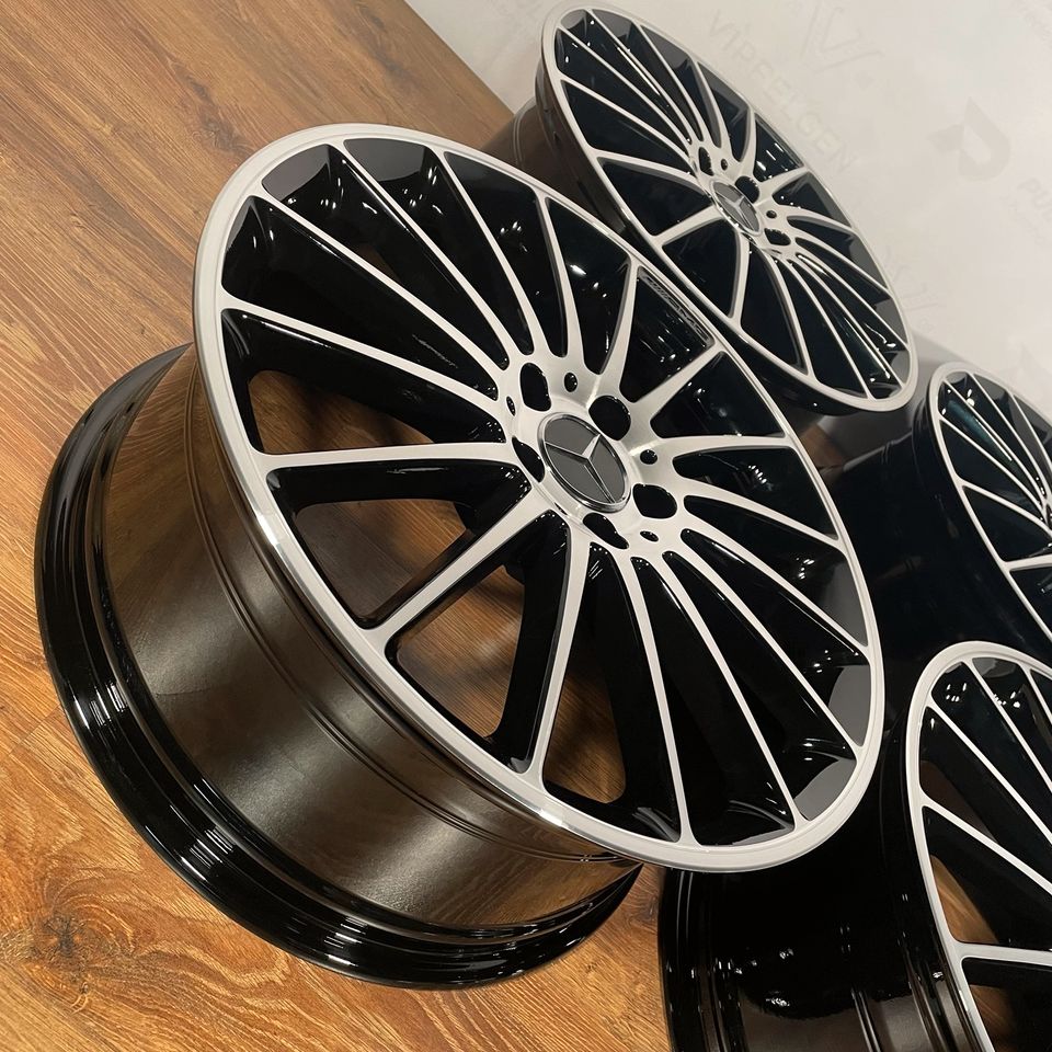 Originale 19 Zoll AMG Mercedes A-Klasse A45 W176 Alufelgen Felgen Leichtmetallfelgen schwarz glänzend mit glanzgedrehter Front (weitere Farben möglich)