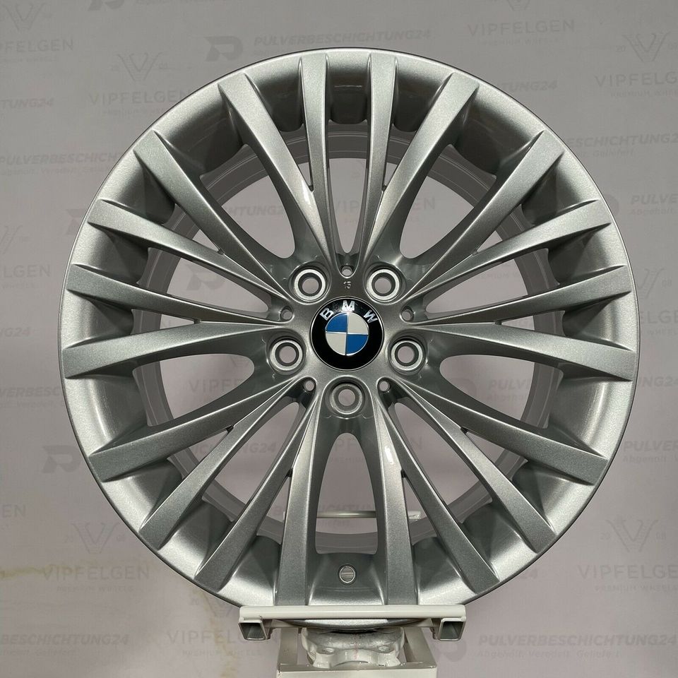 Originale 18 Zoll BMW 3er E90 E92 Styling 342 V-Speiche Alufelgen Felgen Leichtmetallfelgen silber glänzend mit Winterreifen (weitere Farben möglich)