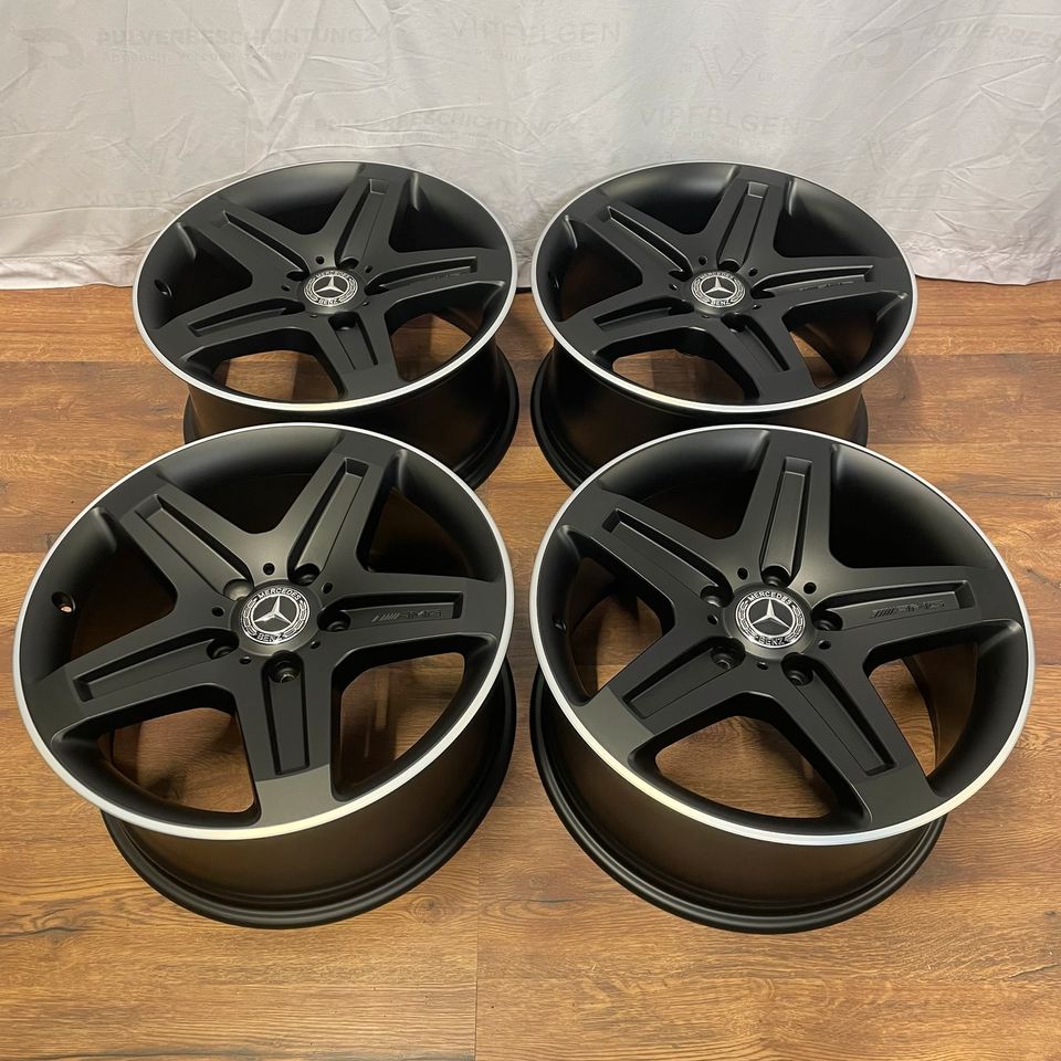 Originale 19 Zoll Mercedes G-Klasse W463 AMG Alufelgen Felgen Leichtmetallfelgen schwarz matt mit glanzgedrehtem Rand (weitere Farben möglich)