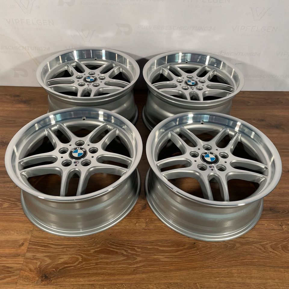 Originale 18 Zoll BMW 5er E39 Styling 37 Parallelspeiche Alufelgen Felgen Leichtmetallfelgen silber mit glanzgedrehter Front (weitere Farben möglich) 