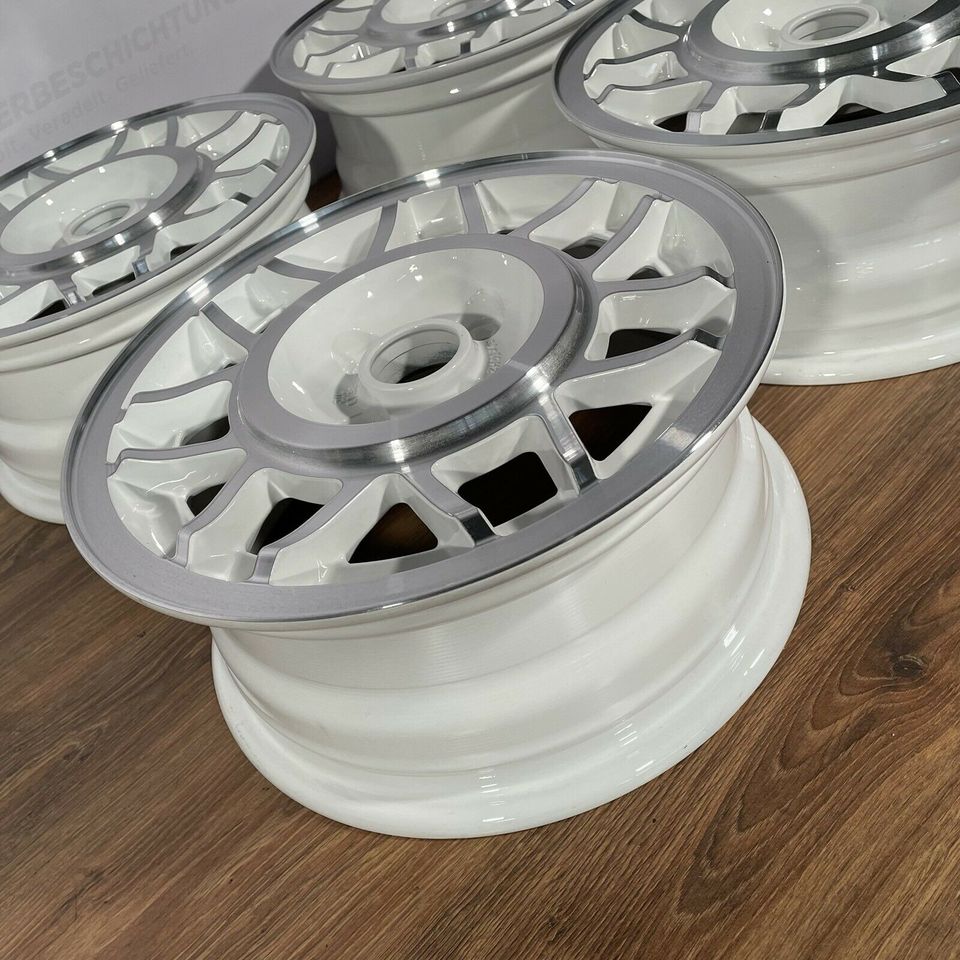 Originale 14 Zoll VW Golf 1 2 AVUS Snowflake Alufelgen Felgen Leichtmetallfelgen weiß glanzgedreht (weitere Farben möglich)