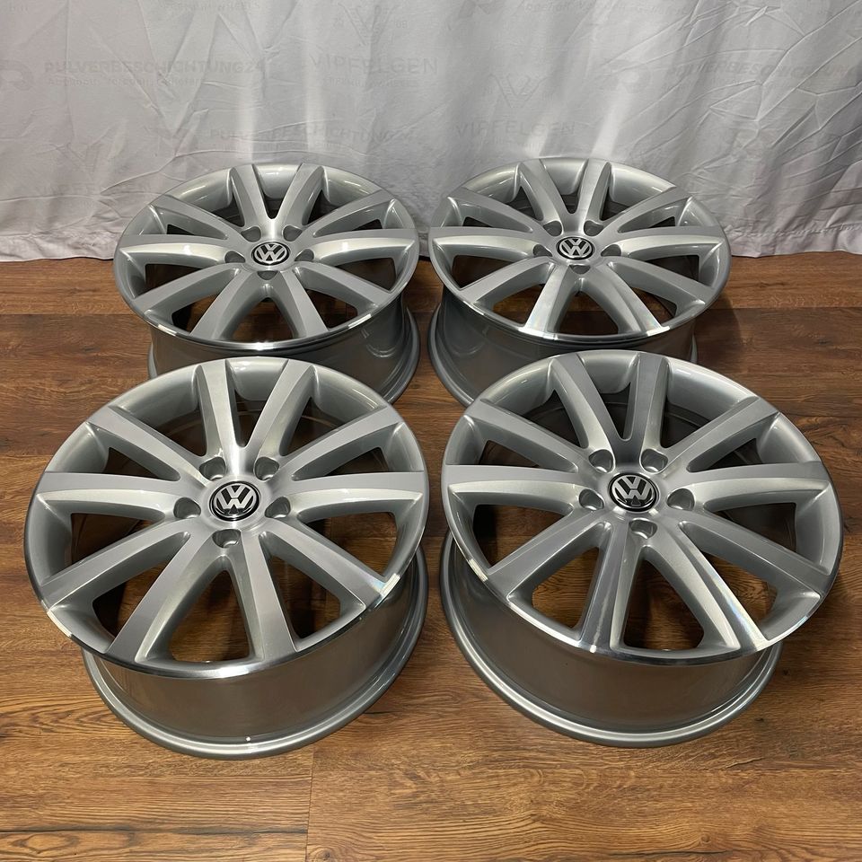 Original 20 Zoll VW Touareg 7L Mountain Alufelgen Felgen Leichtmetallfelgen Silber mit glanzgedrehter Front (weitere Farben möglich) 