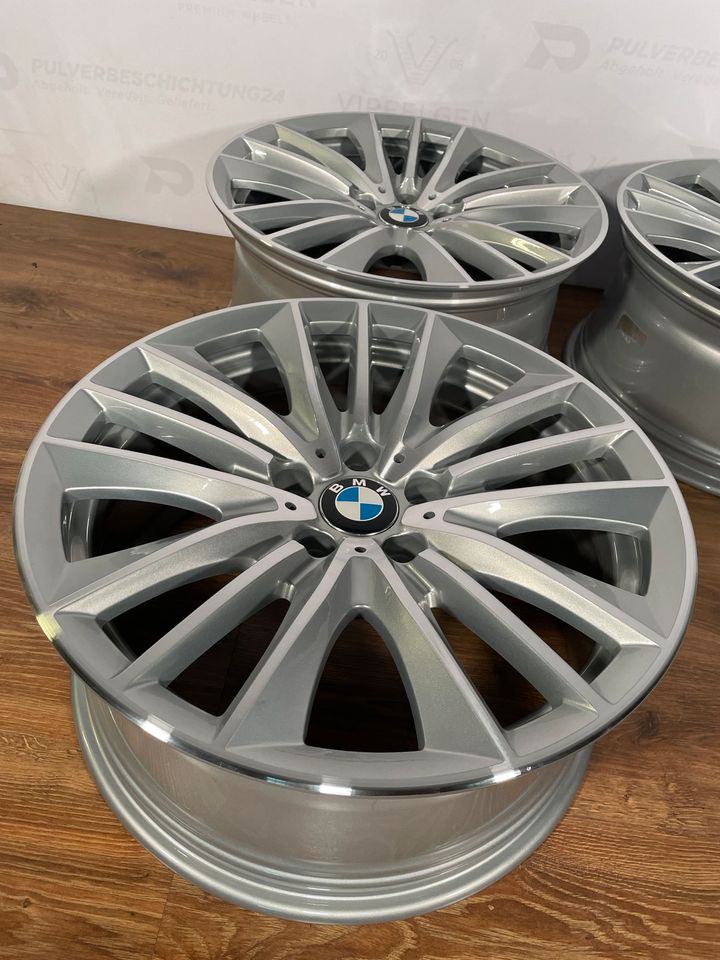 Originale 19 Zoll BMW 5er F10 Styling 332 W-Speiche Alufelgen Felgen Leichtmetallfelgen silber mit glanzgedrehter Front (weitere Farben möglich) 