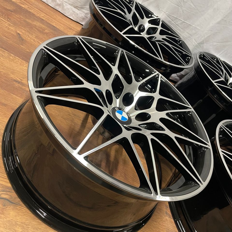 Originale 20 Zoll BMW M3 F80 M4 F82 Styling M666 Competition Alufelgen Felgen Leichtmetallfelgen schwarz mit glanzgedrehter Front (weitere Farben möglich)