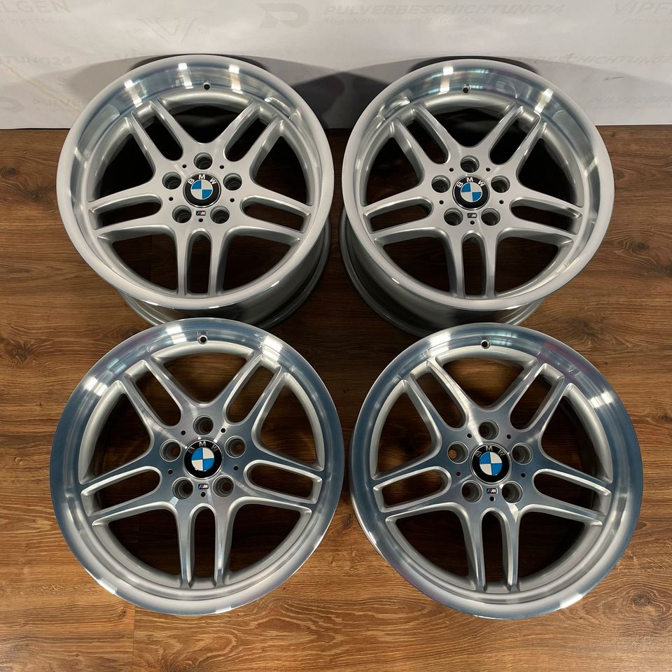 Originale 18 Zoll BMW 5er E39 Styling 37 Parallelspeiche Alufelgen Felgen Leichtmetallfelgen silber mit glanzgedrehter Front (weitere Farben möglich) 