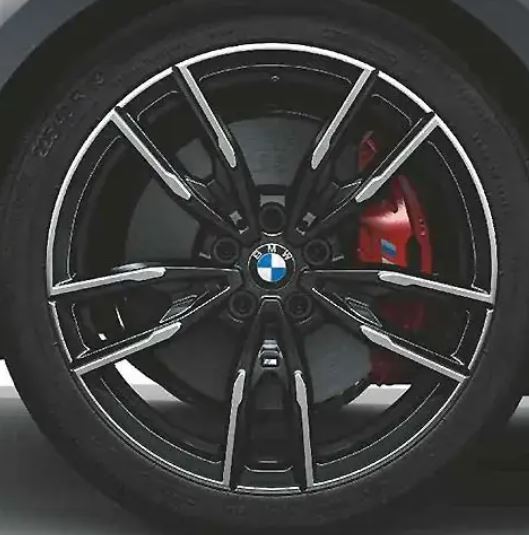 Originale 19 Zoll BMW M Doppelspeiche 792 Alufelgen Felgen Leichtmetallfelgen schwarz glänzend mit glanzgedrehter Front (weitere Farben möglich) mit Sommerbereifung von Bridgestone Potenza RunFlat 