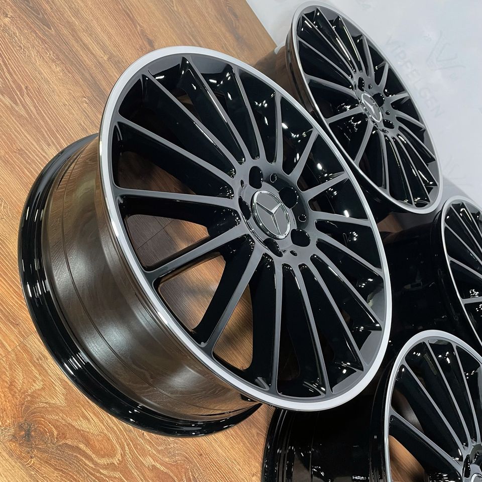 Originale AMG Mercedes V-Klasse W639 Vito Viano Alufelgen Felgen Leichtmetallfelgen schwarz glänzend mit glanzgedrehtem Rand (weitere Farben möglich)