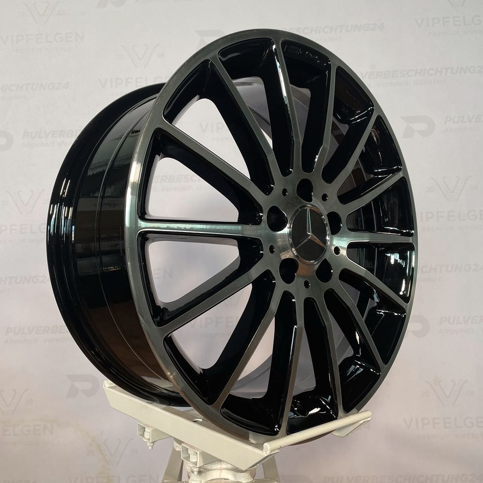 Originale 18 Zoll AMG Mercedes CLA C117 X117 Alufelgen Felgen Leichtmetallfelgen schwarz glänzend mit glanzgedrehter Front (weitere Farben möglich) 