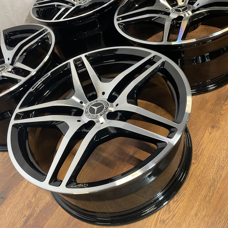 Originale 19 Zoll Mercedes SL 55 63 65 AMG R230 Schmiede-Alufelgen Felgen Leichtmetallfelgenschwarz mit glanzgedrehter Front (weitere Farben möglich) 