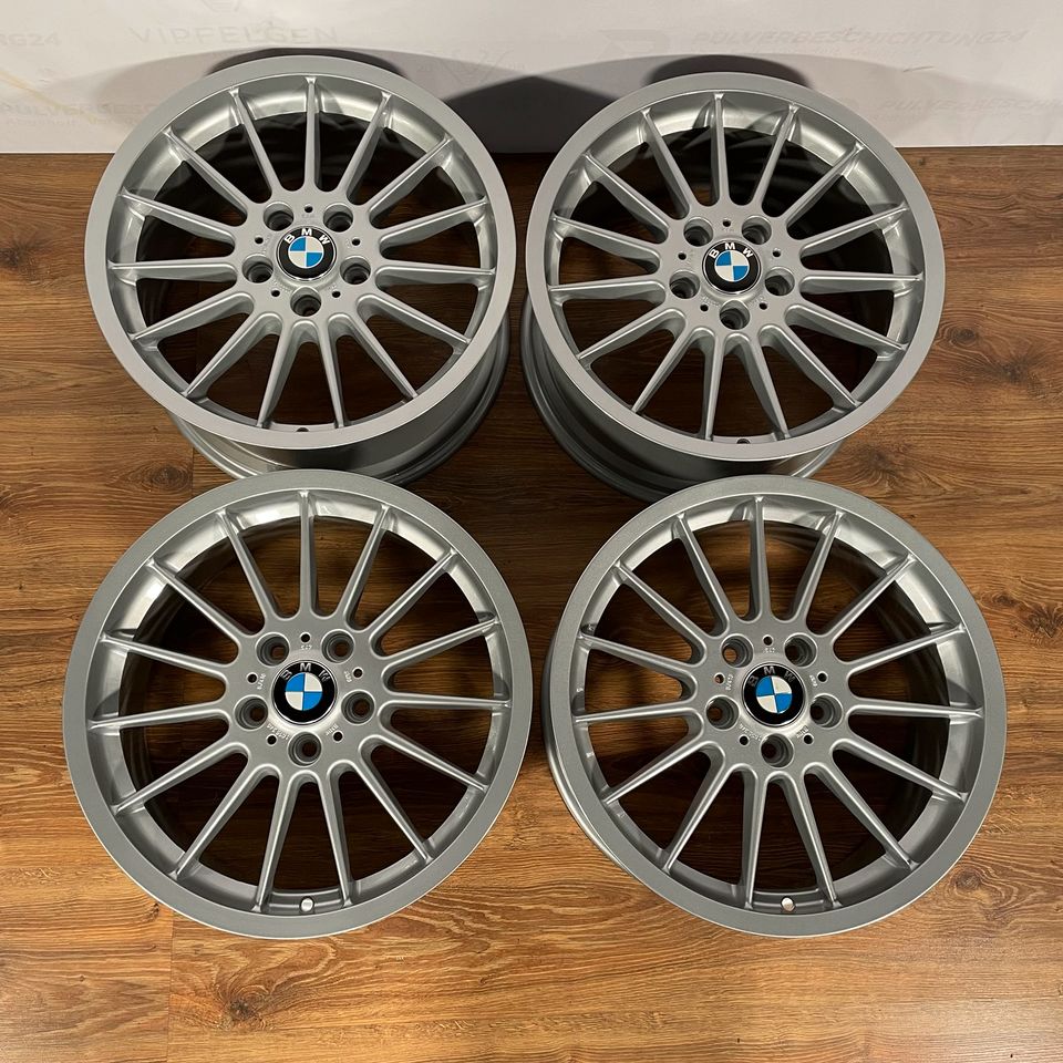 Originale 18 Zoll BMW 3er E46 Radial Styling 32 Alufelgen Felgen Leichtmetallfelgen in silber glänzend mit Falken Winterreifen (weitere Farben möglich) Kopie