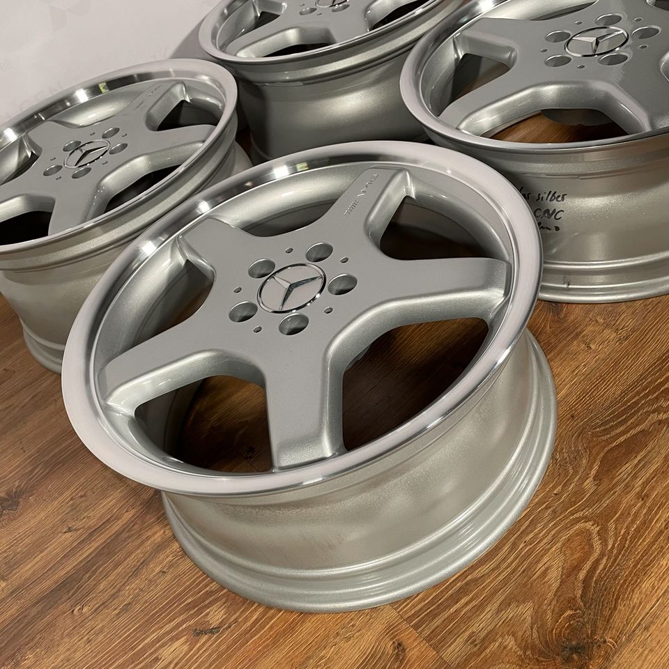 Originale 18 Zoll Mercedes E-Klasse W211 AMG Styling III Alufelgen Felgen Leichtmetallfelgen silber mit glanzgedrehtem Bett (weitere Farben möglich)