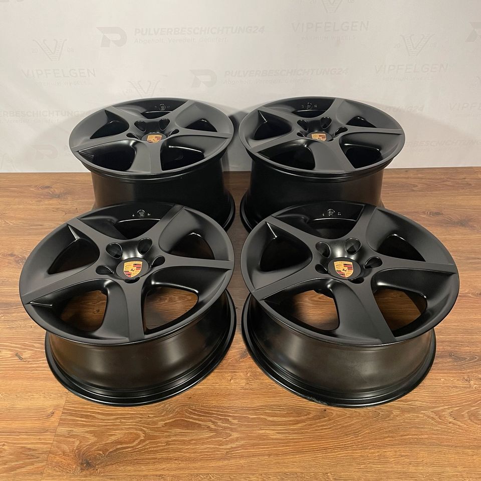 Originale 18 Zoll Porsche 996 Turbo / 4S Techno Hohlspeichen Alufelgen Felgen Leichtmetallfelgen schwarz matt (weitere Farben möglich)