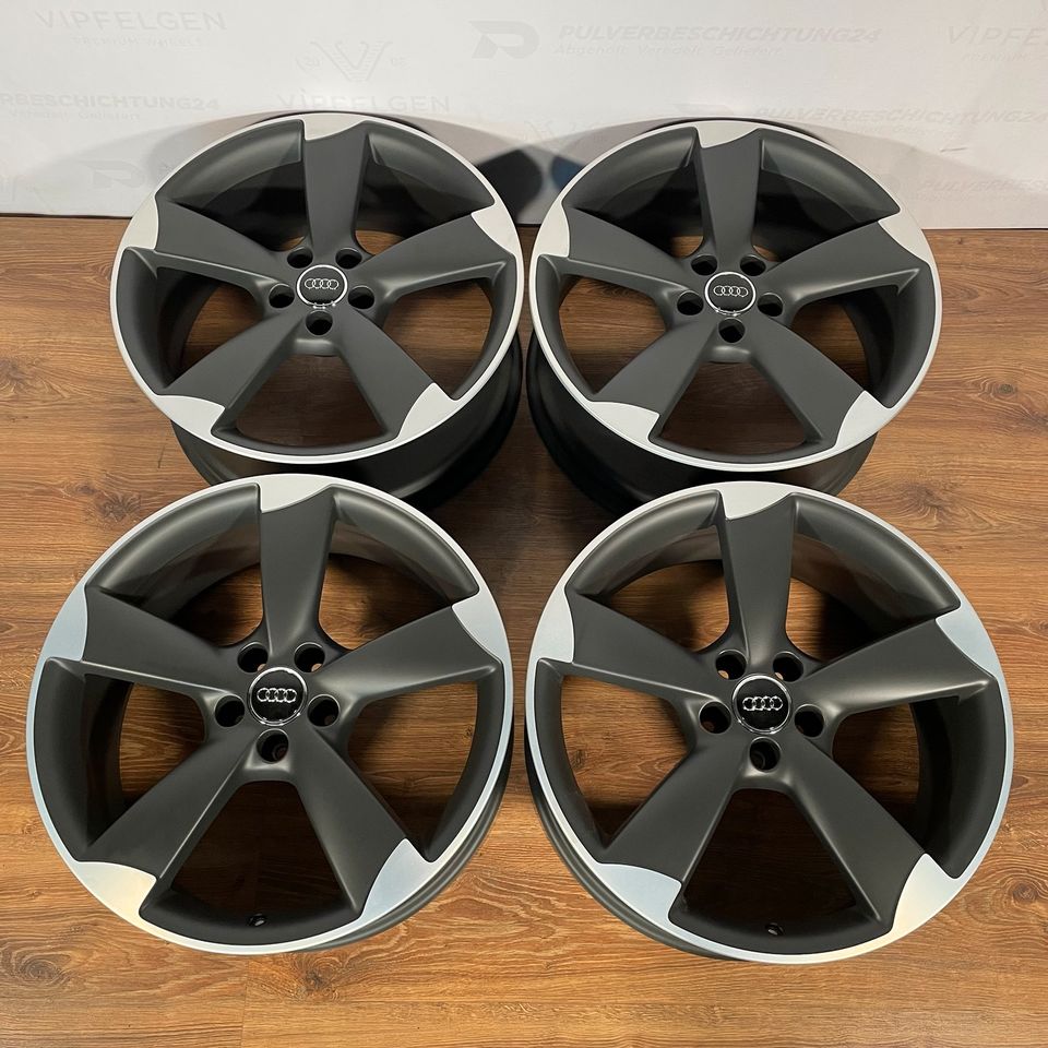 Originale 19 Zoll Audi RS3 8P Rotor Alufelgen 5x112 Leichtmetallfelgen Felgen schwarz matt mit glanzgedrehter Front (weitere Farben möglich)