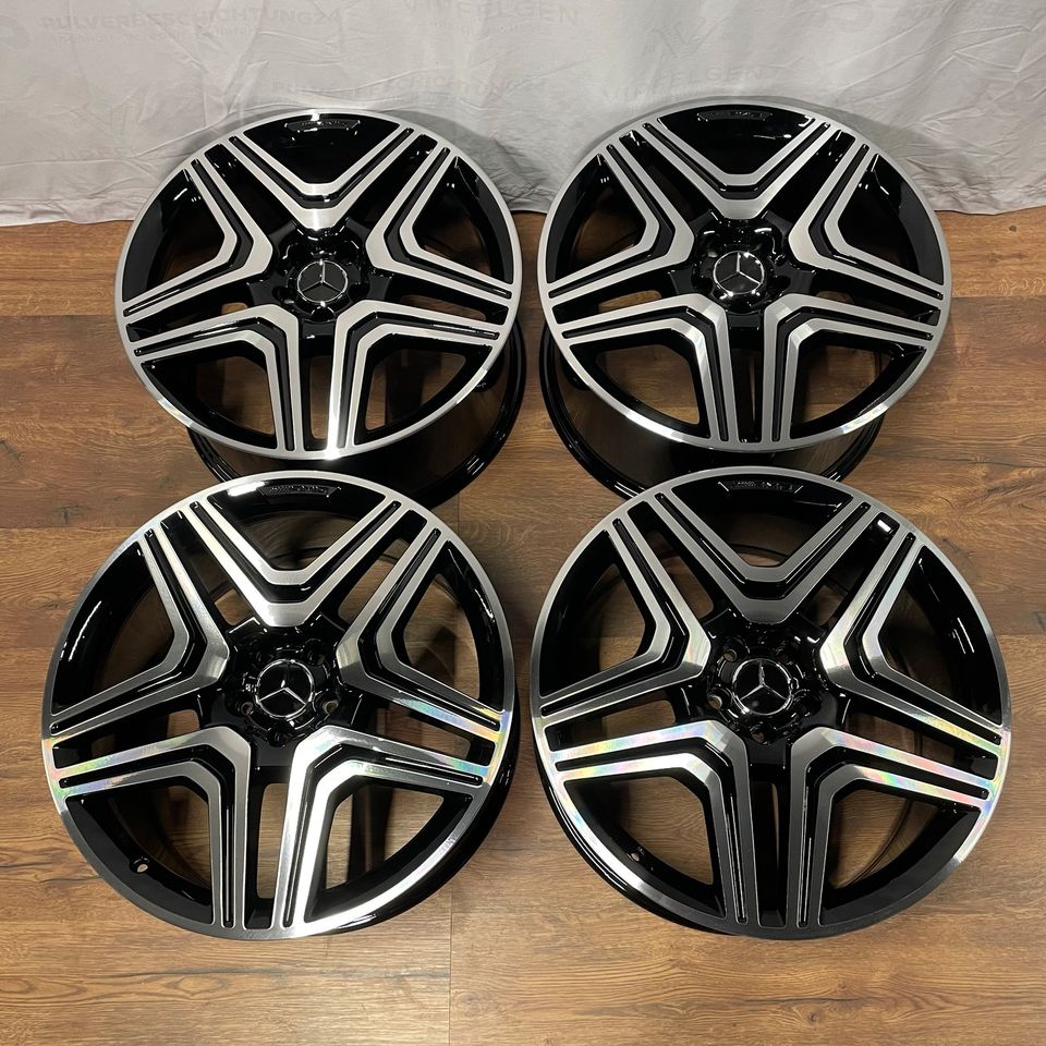 Originale 21 Zoll Mercedes GL-Klasse AMG X166 Alufelgen A1664011400 Felgen Leichtmetallfelgen schwarz glänzend mit glanzgedrehter Front (weitere Farben möglich) 