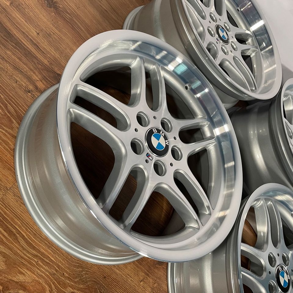 Originale 18 Zoll BMW 5er E39 Styling 37 Parallelspeiche Alufelgen Felgen Leichtmetallfelgen silber mit glanzgedrehter Front (weitere Farben möglich) 