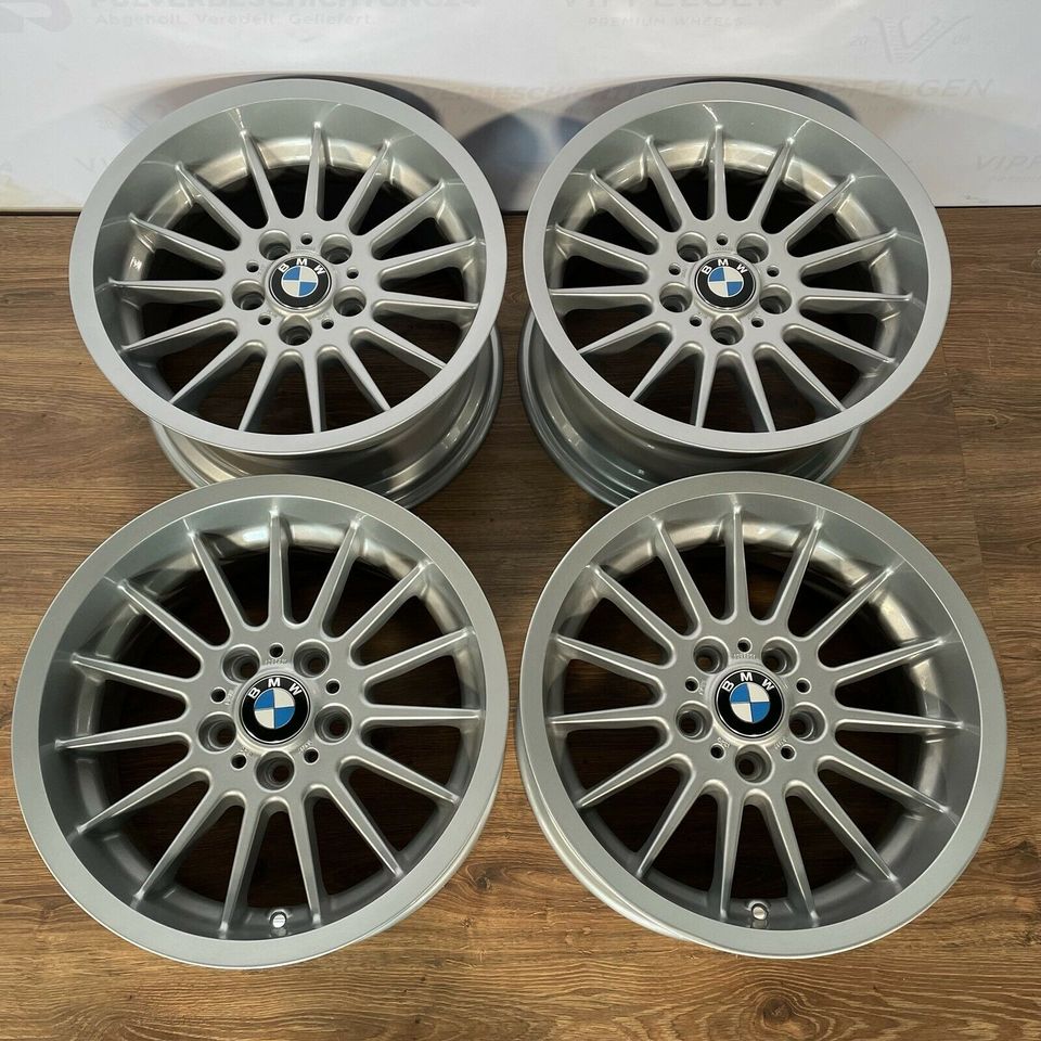 Originale 17 Zoll BMW 5e E39 Styling 32 Radialspeiche Alufelgen Felgen Leichtmetallfelgen silber glänzend (weitere Farben möglich) mit Bereifung Hankook