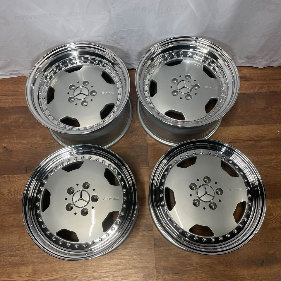 Original 15 Inch Mercedes E-Class W124 8 Hole Alloy Wheels Rims argint