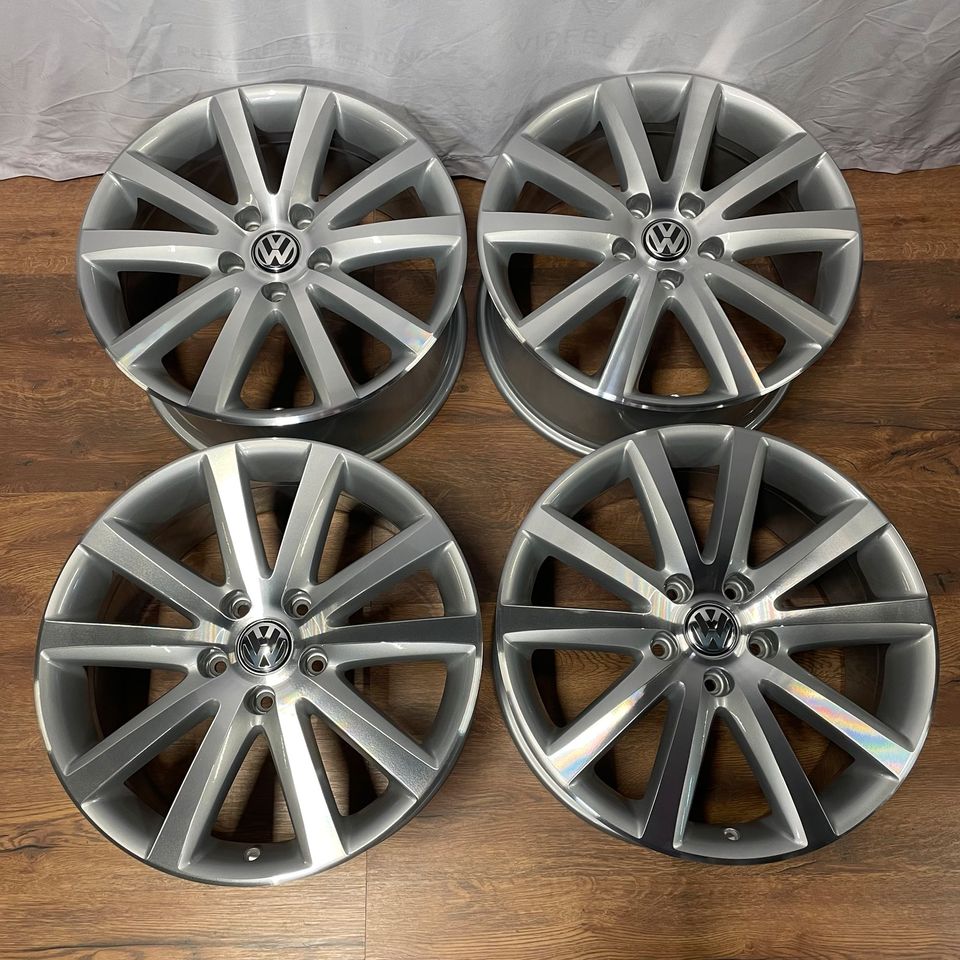 Original 20 Zoll VW Touareg 7L Mountain Alufelgen Felgen Leichtmetallfelgen Silber mit glanzgedrehter Front (weitere Farben möglich) 